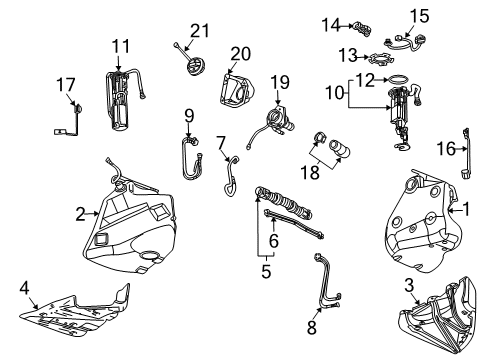 2004 Cadillac XLR Fuel Tank Strap, Passenger Side Diagram for 10438904