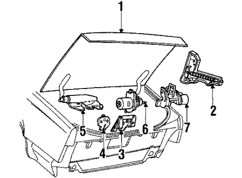 1987 Buick Riviera Trunk Lid & Components Diagram