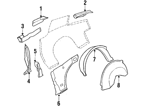 1985 Cadillac Eldorado Inner Components - Quarter Panel Diagram