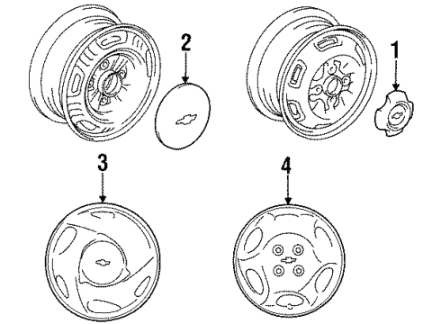 1998 Chevy Prizm Wheel Covers & Trim Diagram