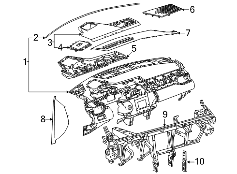 2025 GMC Acadia Center Bracket Diagram for 23143104