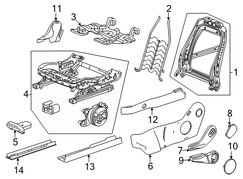 2024 Chevy Blazer EV Frame, Seat Back Cushion Diagram for 13560459