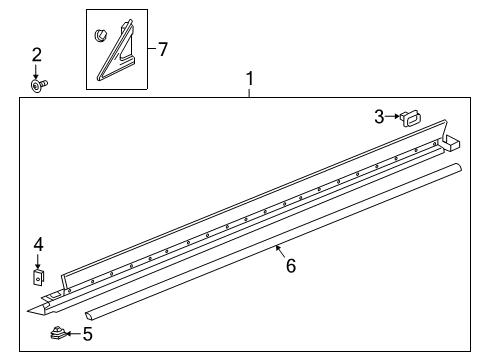 2025 Cadillac XT6 Exterior Trim - Pillars Diagram