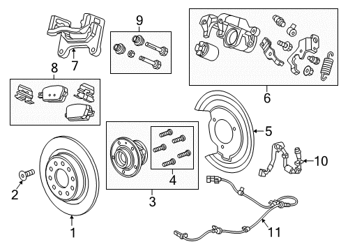 2019 Chevy Malibu Caliper, Rear Passenger Side Diagram for 13509995