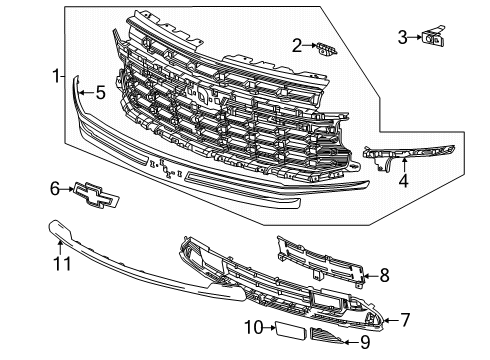 2024 Chevy Tahoe Grille & Components Diagram