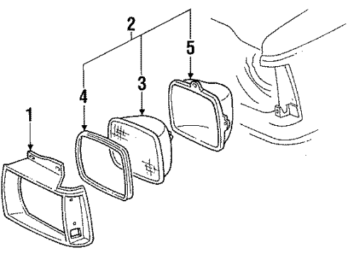 1987 Chevy S10 Blazer Headlamp Components Diagram