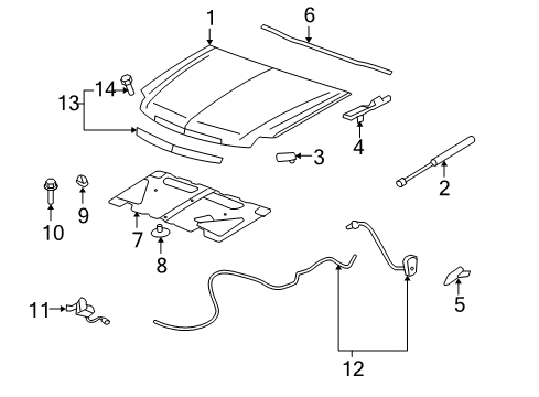 2010 Cadillac Escalade Exterior Trim - Hood Diagram
