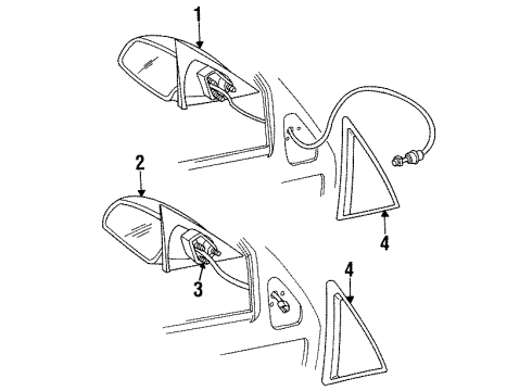 1993 Pontiac Grand Am Mirror Assembly, Rear Driver Side Diagram for 12335392