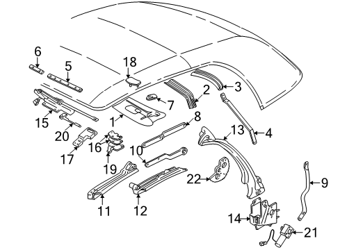 1996 Pontiac Sunfire Bow Retainer Diagram for 12363023