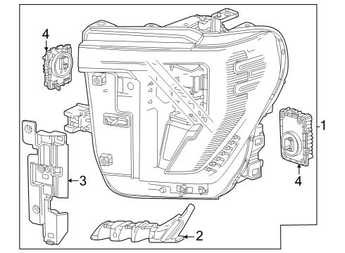 2025 GMC Sierra 2500 HD Headlamp Components Diagram