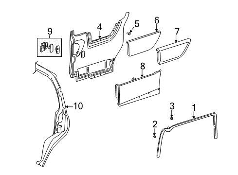 1998 Pontiac Trans Sport Window Molding, Rear Driver Side Diagram for 10311251