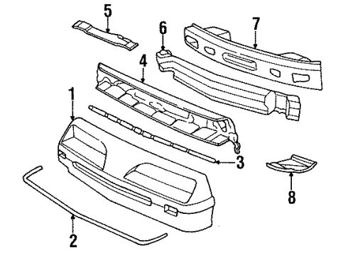 1988 Pontiac Sunbird Molding, Front Diagram for 10026175