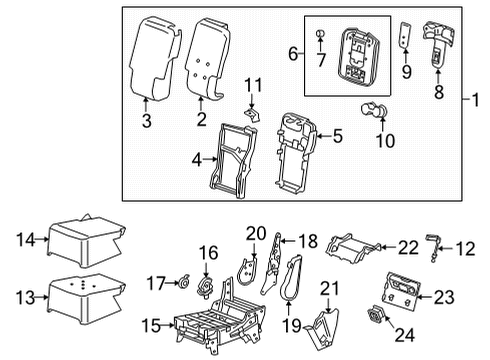 2020 GMC Sierra 3500 HD Armrest Assembly, Black, Front Center Diagram for 84756944
