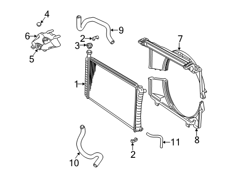 2002 GMC Savana 3500 Radiator & Components Diagram