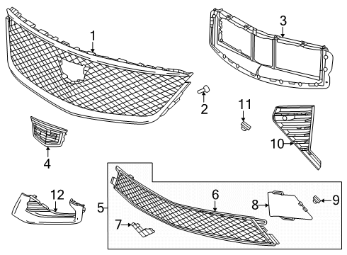 2025 Cadillac CT5 Grille & Components Diagram 3 - Thumbnail