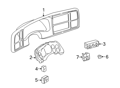 2004 Chevy Avalanche 2500 Cluster & Switches Diagram