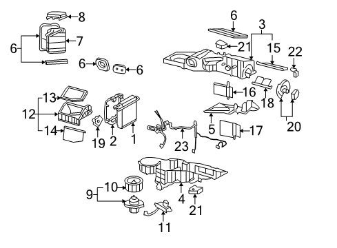 2003 Cadillac Escalade Evaporator Case Diagram for 89018301