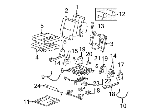 2011 Chevy Suburban 2500 Rear Seat Components Diagram 6 - Thumbnail