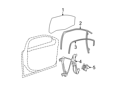 2008 Saturn Aura Window Regulator, Green Line, Front Driver Side Diagram for 20803610