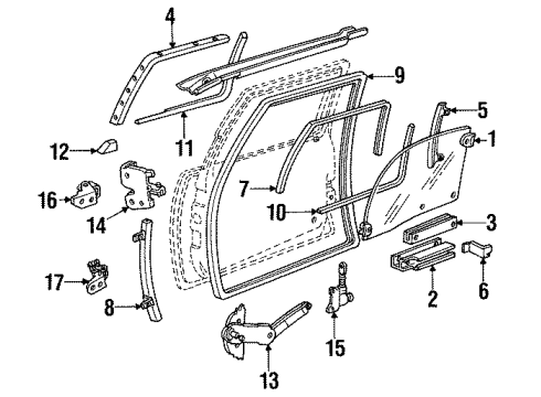 1990 Oldsmobile Silhouette Glass Weatherstrip Retainer, Front Outer Driver Side Diagram for 10145211