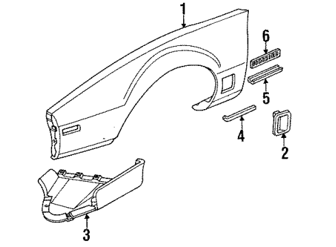 1985 Pontiac Firebird Body Side Molding Diagram for 20509364