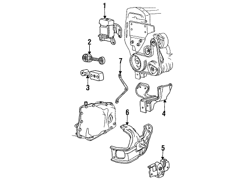 1993 Buick Skylark Engine & Trans Mounting Diagram