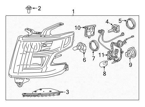 2019 Chevy Tahoe Headlamp Assembly Bracket, Passenger Side Diagram for 22937829