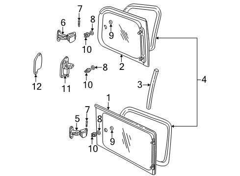 1999 Pontiac Montana Glass, Driver Side Diagram for 10418636