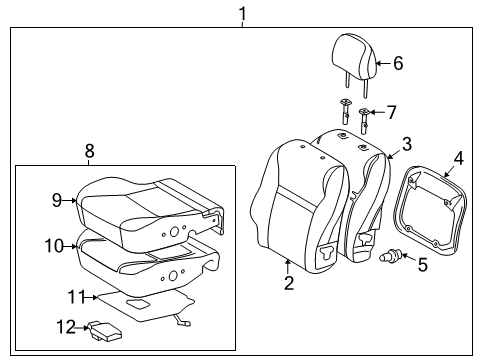 2009 Pontiac Vibe Front Seat Components Diagram 3 - Thumbnail