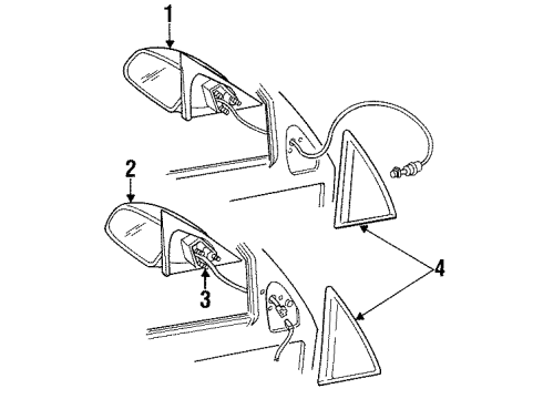 1996 Pontiac Grand Am Mirror Motor, Rear Diagram for 12365101