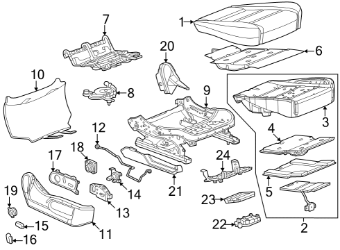 2025 GMC Sierra 2500 HD Passenger Seat Components Diagram 2 - Thumbnail