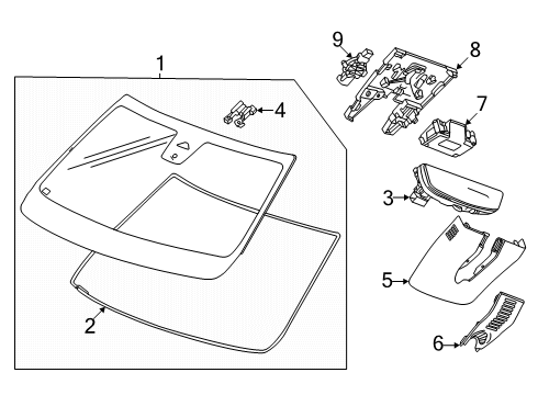 2024 GMC Acadia Windshield, Windshield Glass Diagram for 26410579