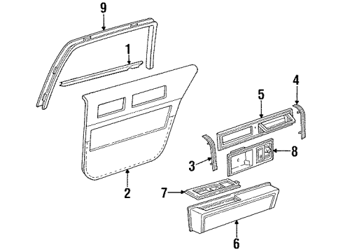 1989 Cadillac Fleetwood Interior Trim - Rear Door Diagram