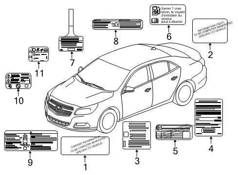2016 Chevy Malibu Limited Information Labels Diagram
