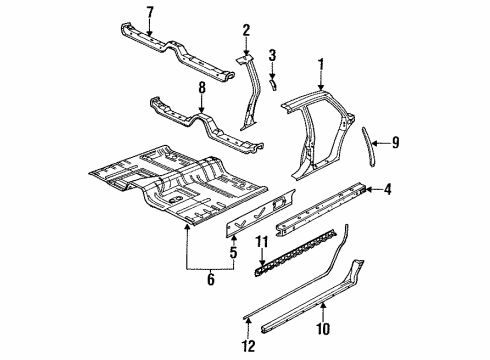 1992 Saturn SL2 Center Pillar & Rocker Diagram