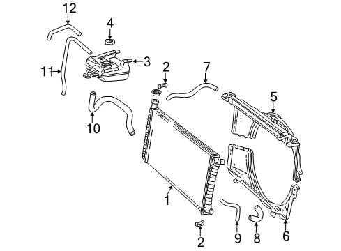 2002 GMC Savana 3500 Radiator & Components Diagram 3 - Thumbnail