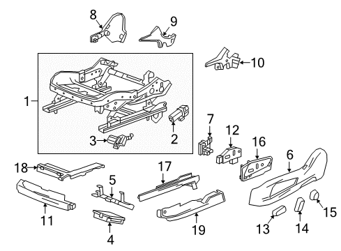 2017 Cadillac XT5 Seat Switch Knob, Titanium, Front Diagram for 23326843