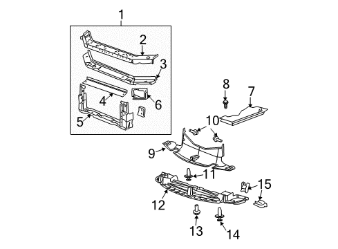 2007 Pontiac Grand Prix Radiator Support, Front Diagram for 15856715
