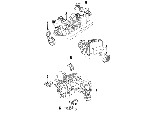 1993 Cadillac Eldorado Engine & Trans Mounting Diagram