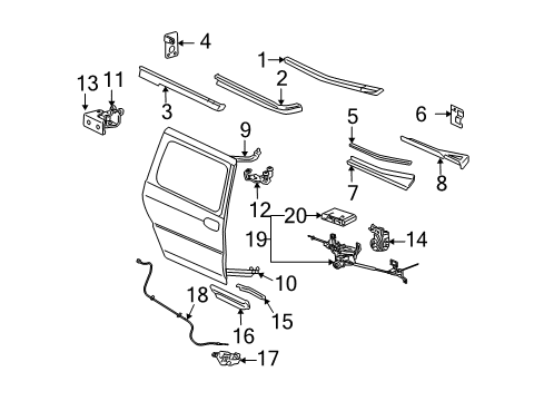 2007 Chevy Uplander Actuator Assembly, Rear Passenger Side Diagram for 15839055