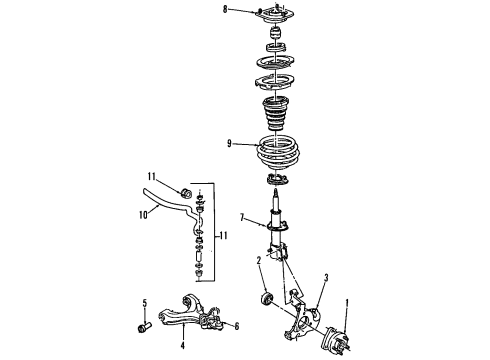 1988 Pontiac Fiero Stabilizer Bar & Components Diagram