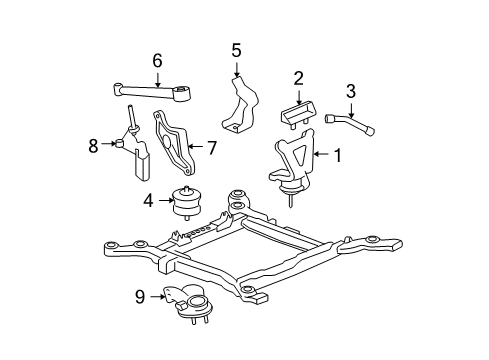 2010 Cadillac DTS Engine & Trans Mounting Diagram