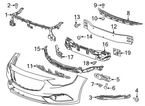 2019 Buick Regal Sportback Bumper & Components - Front Diagram 4 - Thumbnail