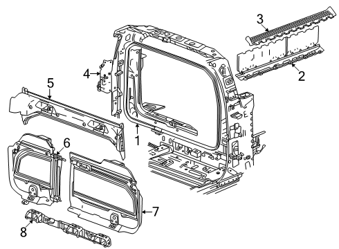 2024 GMC Sierra EV Rear Body Diagram