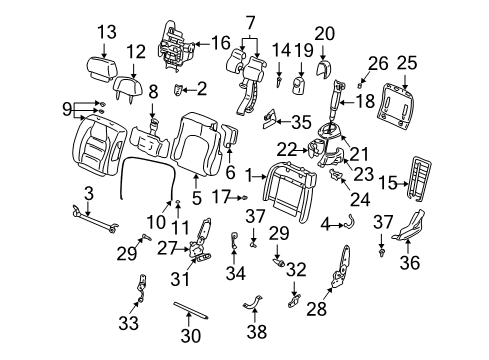 2000 Cadillac DeVille Seat Back Panel Retainer, Front Diagram for 84069241