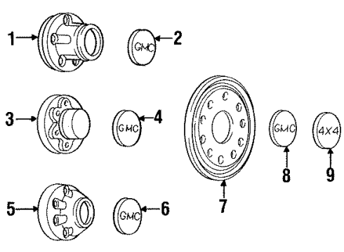 1993 GMC C1500 Wheel Covers & Trim Diagram 6 - Thumbnail