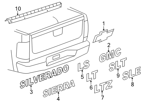 2012 Chevy Silverado 2500 HD Exterior Trim - Pick Up Box Diagram 10 - Thumbnail