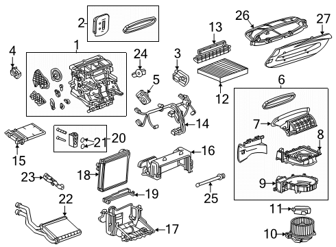 2025 Chevy Trailblazer A/C Evaporator & Heater Components Diagram