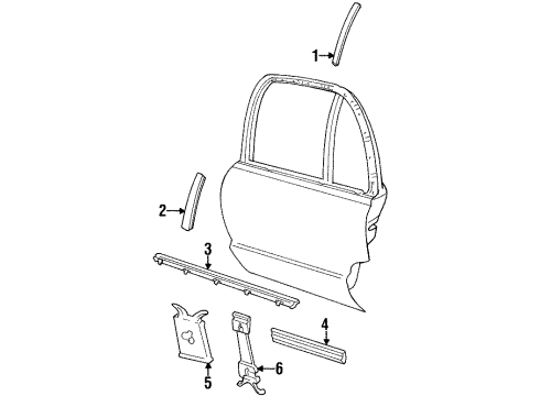 1993 Buick LeSabre Exterior Trim - Rear Door Diagram