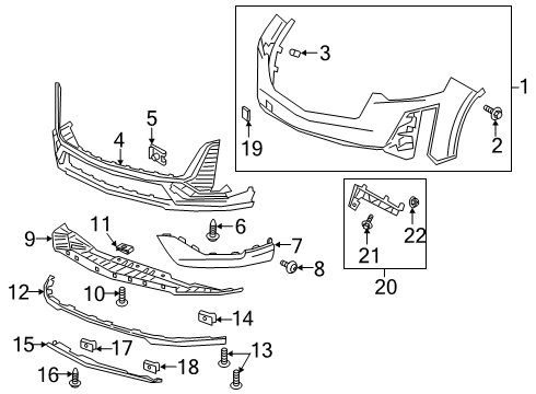 2025 Cadillac XT6 Bumper & Components - Front Diagram